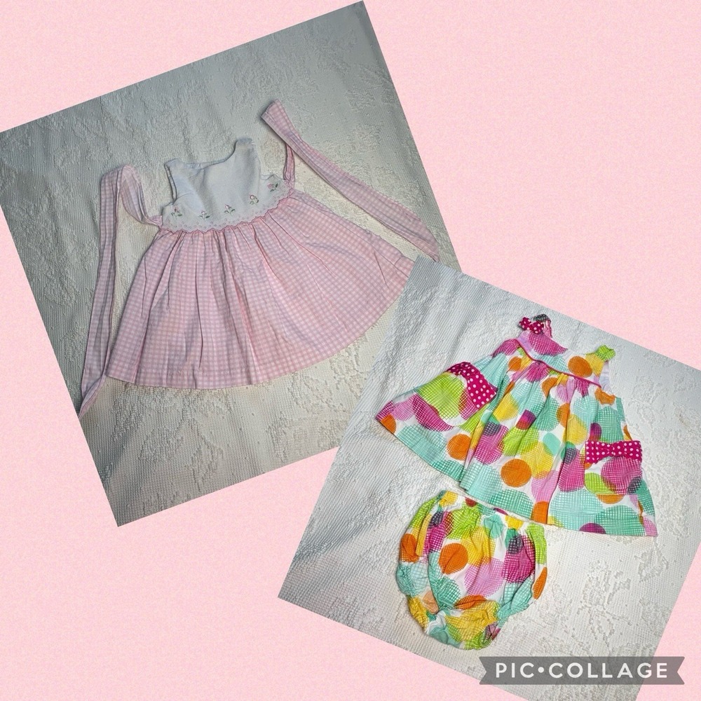 Baby Dresses Set Of 2 Sundresses Bonnie Baby‎ Good Lad Summer Lightweight 12 Mo